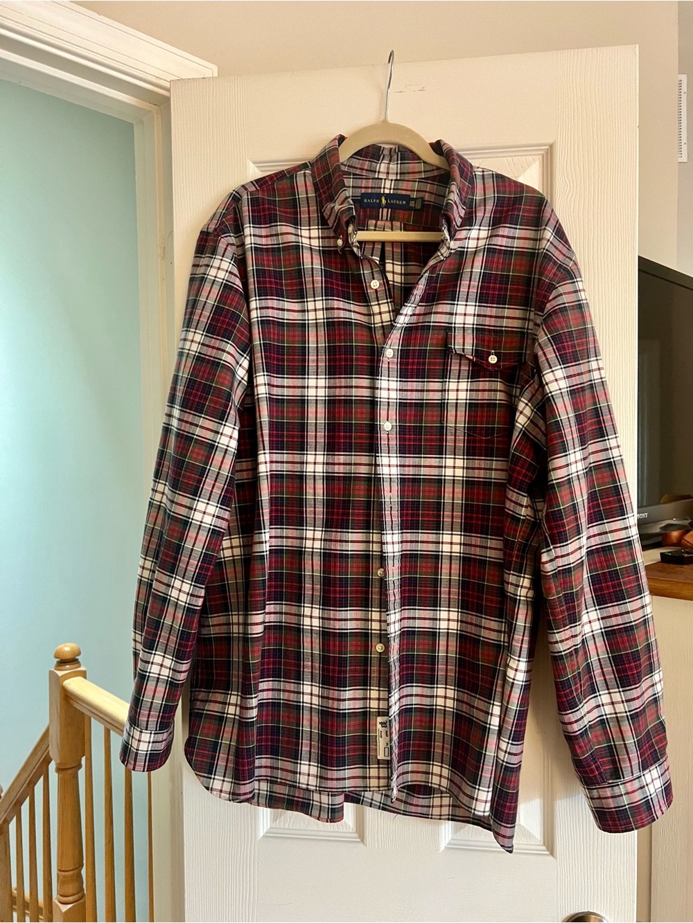 Ralph Lauren Red White Green Plaid Button-Down Shirt